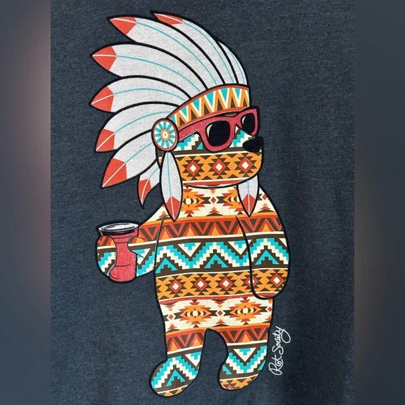 Riot Society Unisex Sweatshirt Gray Fleece Indian Bear Suglasses and Mug Size L - Picture 4 of 6